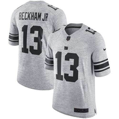 Nike Giants #13 Odell Beckham Jr Gray Men's Stitched NFL Limited Gridiron Gray II Jersey - Click Image to Close